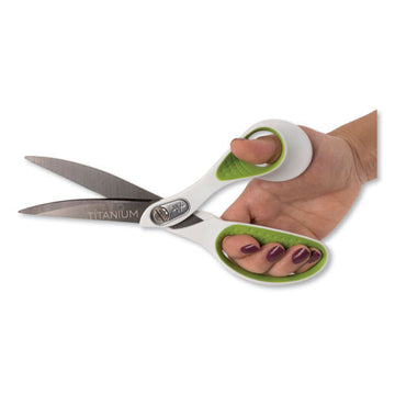 Westcott® Carbotitanium Bonded Scissors, 9" Long, 4.5" Cut Length, White-green Bent Handle freeshipping - TVN Wholesale